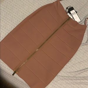 Bcbg xs zip front skirt NWT brown